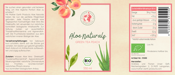 Mischkarton Aloe Naturals Green Tea/ Passionfruit/ Red Berry - Bio Aloe Drink 12er oder 36er Karton