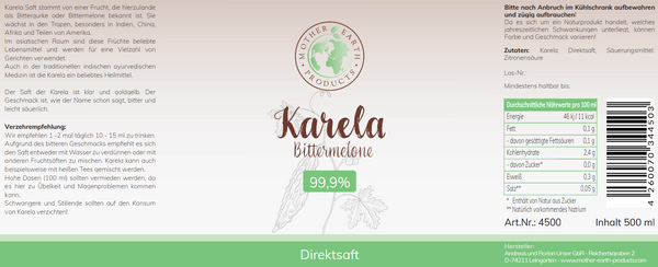 Karela Direktsaft 99,9% 500 ml (auch Bittermelone genannt)