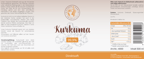 Kurkuma Direktsaft 99,9 % 500 ml