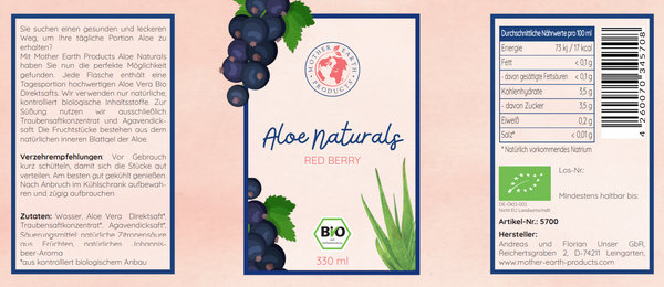 Mischkarton Aloe Naturals Green Tea/ Passionfruit/ Red Berry - Bio Aloe Drink 12er oder 36er Karton